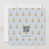 Mama to Bee Gold Glitter Blue Boy Baby shower QR Kaart (Achterkant)
