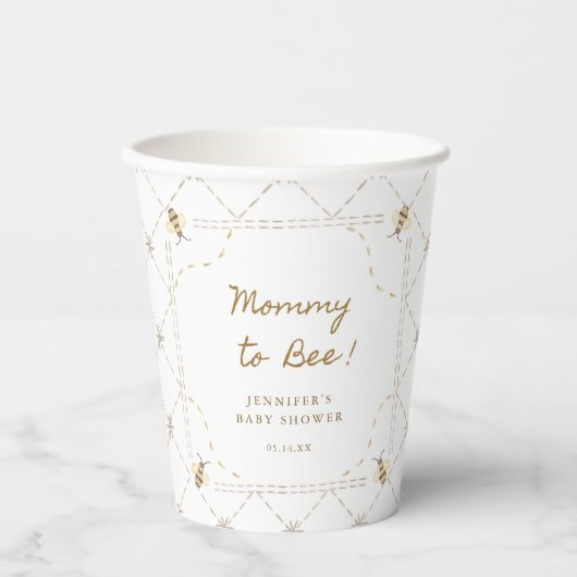 Mama To Bee Honey Baby shower Papieren Bekers (Voorkant)