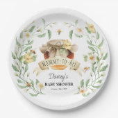 Mama-to-Bee Honey Elegant Waterverf Baby shower Papieren Bordje (Voorkant)