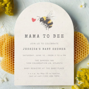Mama to Bee Honey Heart Foto Baby shower Kaart