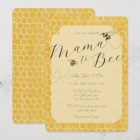 Mama to Bee Honeybee Baby Shower Kaart (Voorkant / Achterkant)