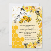 Mama to Bee Honeycomb Flowers Baby shower Kaart (Voorkant)