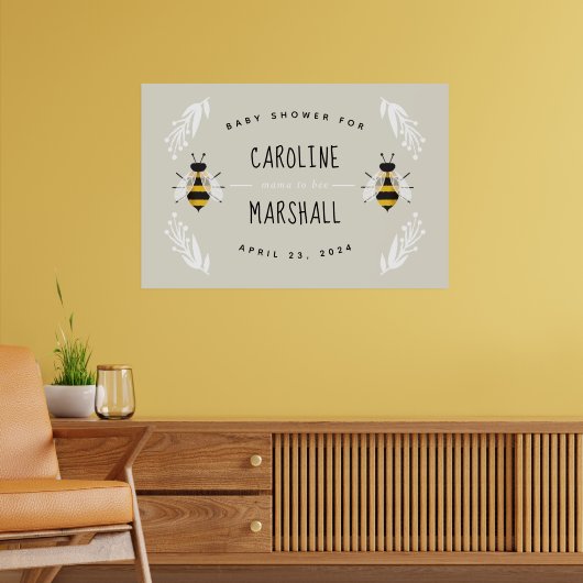 Mama to bee Neutral Baby shower Sign Poster (Woonkamer 2)