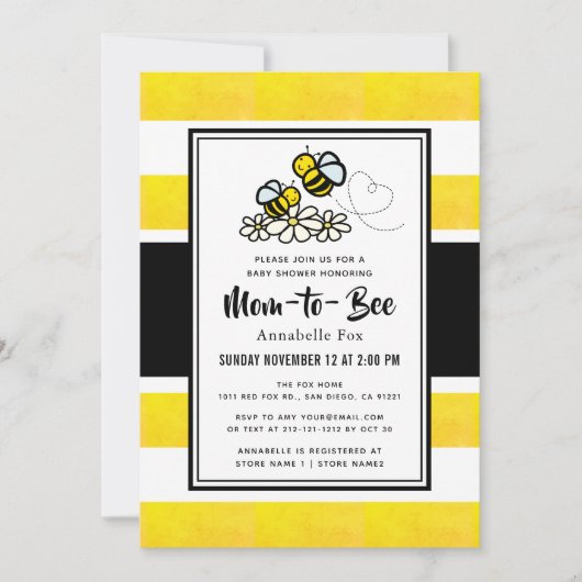 Mama to Bee Schattige Geel Baby shower Kaart (Voorkant)