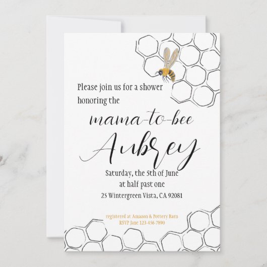 Mama-to-bee Shower-uitnodiging Kaart (Voorkant)