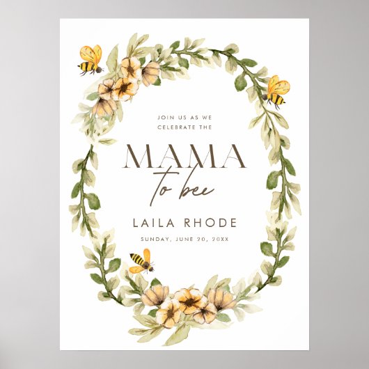 Mama to bee Spring Baby shower Welcome Sign Poster (Voorkant)
