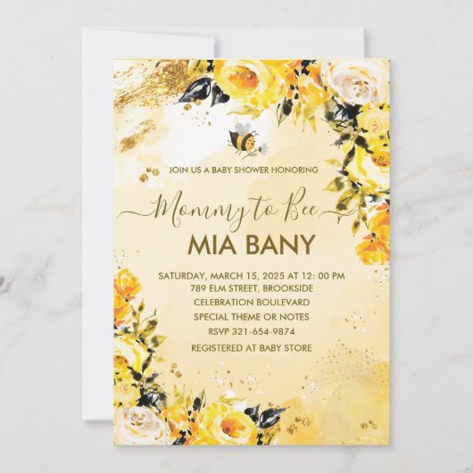 Mama to Bee Waterverf Floral Funny Baby shower Kaart (Voorkant)