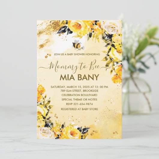 Mama to Bee Waterverf Floral Funny Baby shower Kaart (Staand voorkant)