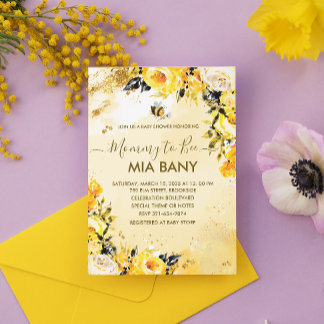 Mama to Bee Waterverf Floral Funny Baby shower Kaart