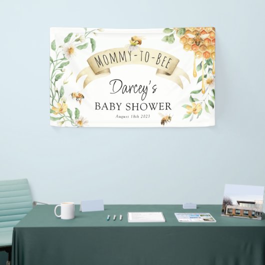 Mama-to-Bee Waterverf Honing Elegant Baby shower Spandoek (Beurs)