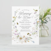 Mama To Bee Waterverf Wildflower Baby shower Kaart (Staand voorkant)