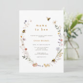 Mama to Bee Wildflower Baby shower Invitation Kaart (Staand voorkant)