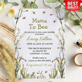 Mama to Bee Wildflower Baby shower Invitation Kaart