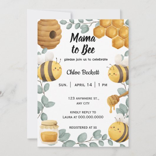 Mama to Bee Wildflower Baby shower Invitation Kaart (Voorkant)