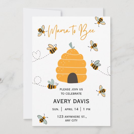 Mama to Bee Wildflower Baby shower Invitation Kaart (Voorkant)