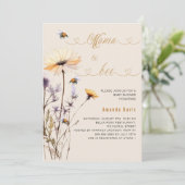 Mama to bee wildflower geel beige baby shower kaart (Staand voorkant)