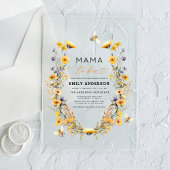 Mama to Bee Wildflower Genderneutraal Baby shower Acryl Uitnodigingen