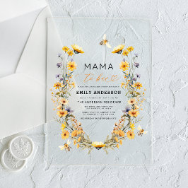 Mama to Bee Wildflower Genderneutraal Baby shower Acryl Uitnodigingen