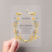 Mama to Bee Wildflower Genderneutraal Baby shower Acryl Uitnodigingen (Insitu (Draagbaar))