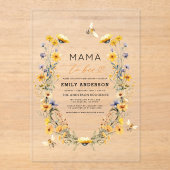 Mama to Bee Wildflower Genderneutraal Baby shower Acryl Uitnodigingen (Voorkant)