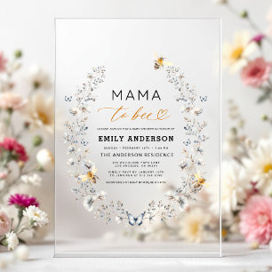 Mama to Bee Wildflower Geslachtsneutrale Baby Show Acryl Uitnodigingen