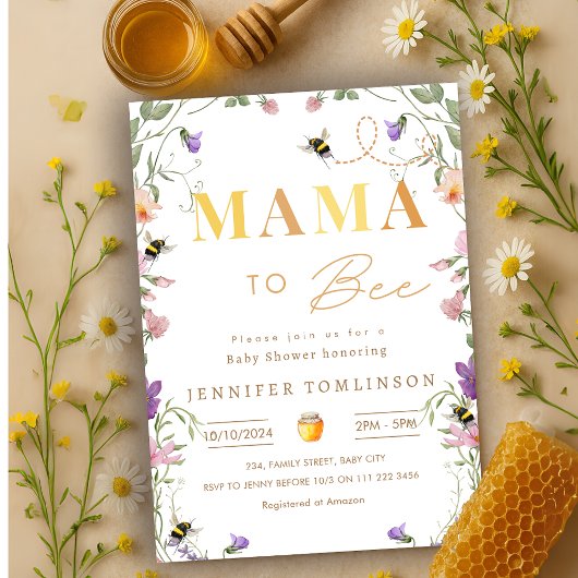 Mama to Bee Wildflower Spring Baby shower Kaart