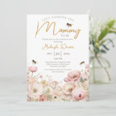 Mama to Bee Wildlfower pastel Floral Baby shower Kaart (Staand voorkant)