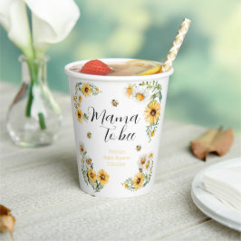 Mama to Bee Yellow flowers Bumblebee Baby shower Papieren Bekers