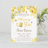 Mama to Bee Yellow Genderneutraal Baby shower In Kaart (Staand voorkant)