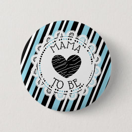 Mama tot blauwe zwarte Baby shower Button
