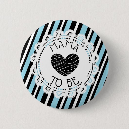 Mama tot blauwe zwarte Baby shower Button (Voorkant)