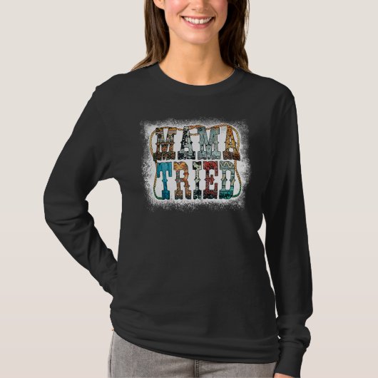 Mama Tried Western Moederdag Country Leopard Bl. T-shirt (Voorkant)