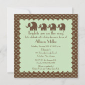 Mama & Triplets Elephant Baby shower Kaart (Voorkant)