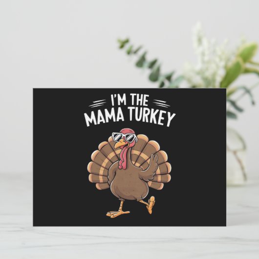 Mama Turkey Matching Family Group Thanksgiving Kaart (Staand voorkant)