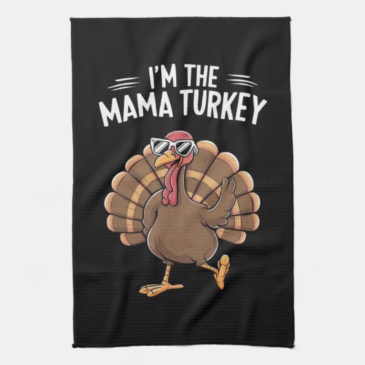 Mama Turkey Matching Family Group Thanksgiving Theedoek (Verticaal)