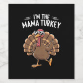 Mama Turkey Matching Family Group Thanksgiving Wijn Etiket (Enkel label)