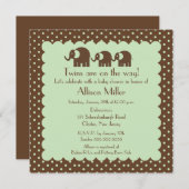 Mama & Twins Elephant Baby shower Kaart (Voorkant / Achterkant)