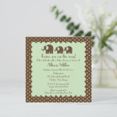 Mama & Twins Elephant Baby shower Kaart (Staand voorkant)