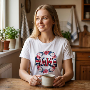 MAMA-typografie met Britse vlag en bloemenkrans Tri-Blend Shirt