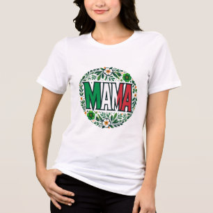 MAMA Typografie met Italiaanse vlag en bloemenkran Tri-Blend Shirt