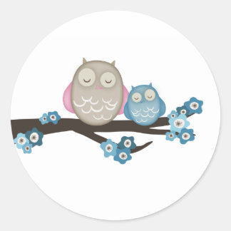 Mama Uil & Baby {Blauw} | STICKERS