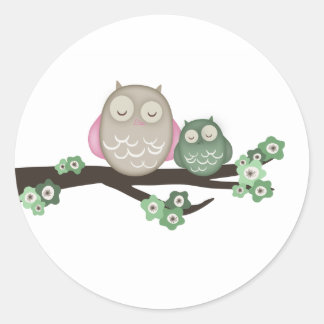 Mama Uil & Baby {Groen} | Stickers