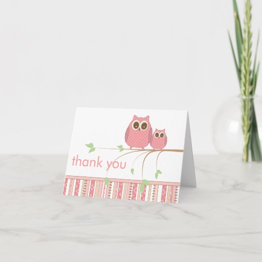 Mama Uil & Baby Uil in Roze Bedankt (Voorkant)
