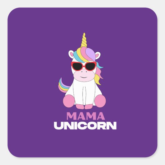 Mama Unicorn Magic Squad Vierkante Sticker (Voorkant)