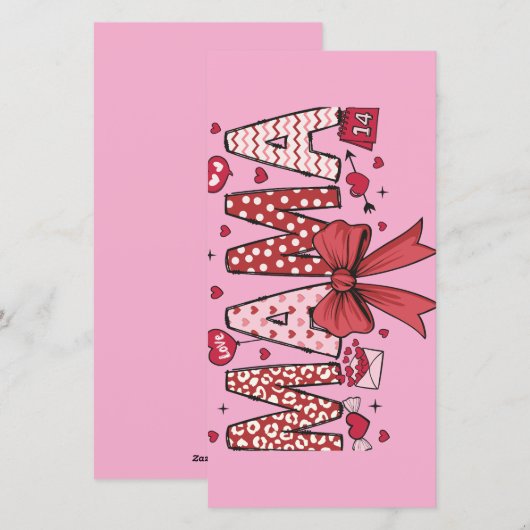 Mama Valentine Naambord Feestdagenkaart (Voorkant / Achterkant)