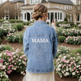 Mama van 3 harten Minimal Modern Moeder Kinder Nam Denim Jacket