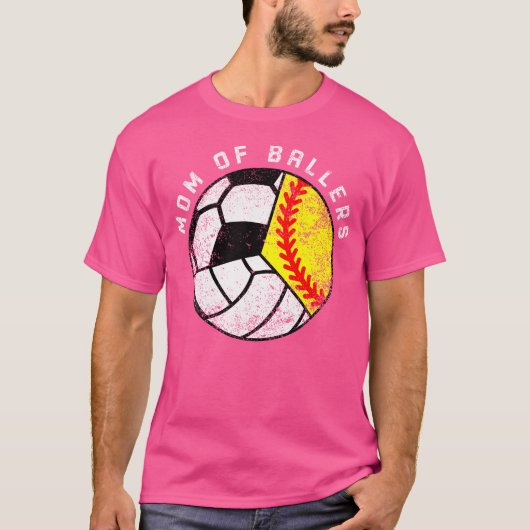 Mama van Ballers Grappig Softbal Volleybal Voetbal T-shirt (Voorkant)