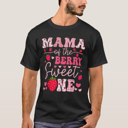 Mama van de bes Sweet One Strawberry Groovy T-shirt (Voorkant)