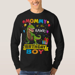 Mama van de Birthday Boy Dinosaur Raptor Funny T-shirt