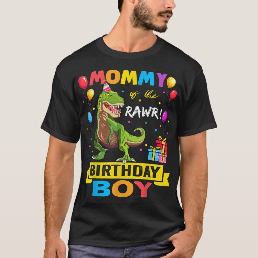 Mama van de Birthday Boy Dinosaur Raptor Funny T-shirt (Voorkant)